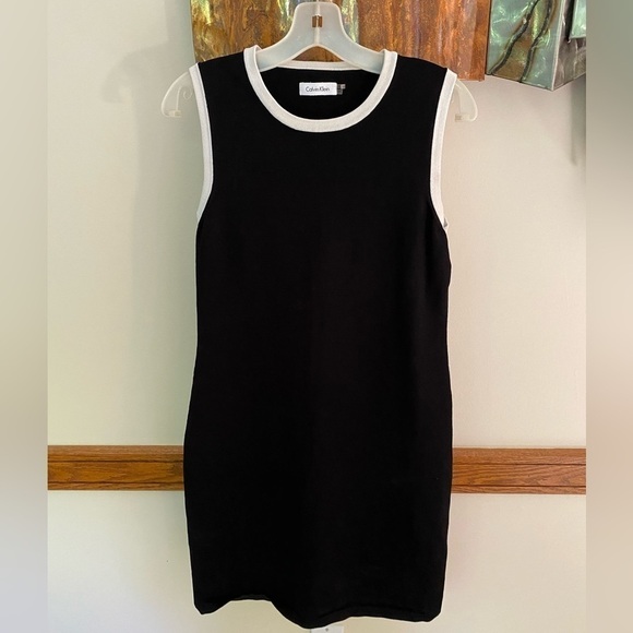 Calvin Klein Sleevless Black and White Dress Medium - Picture 1 of 8